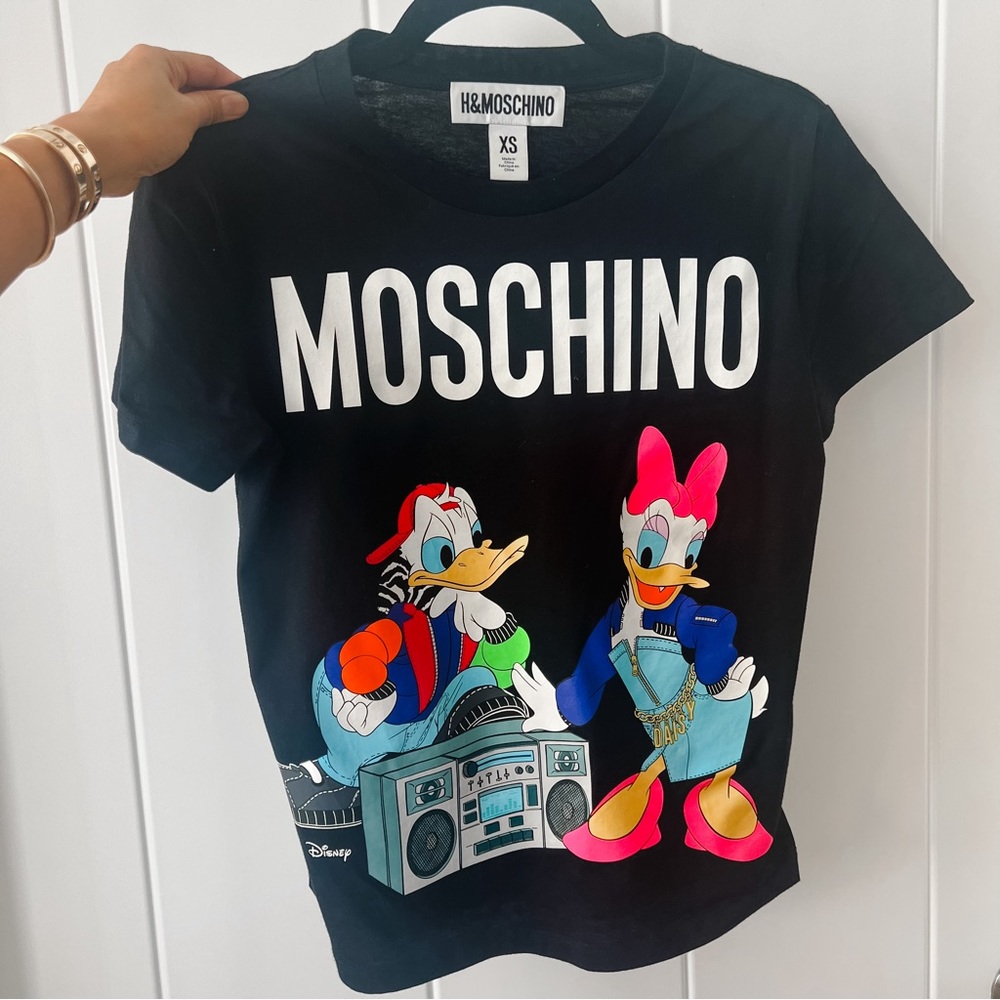 H&M x Moschino Donald Daisy Duck Disney Shirt XS Like New!